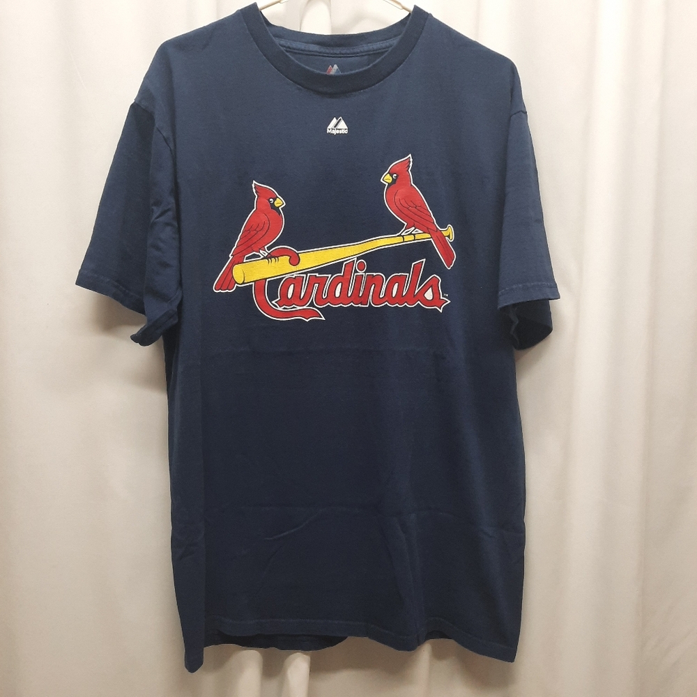 Majestic MLB St Louis Cardinals Adult Tshirt Size L Baseball Fanwear Sports Blue